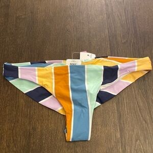 Roxy bold striped mini coverage bikini bottom size XS NWT